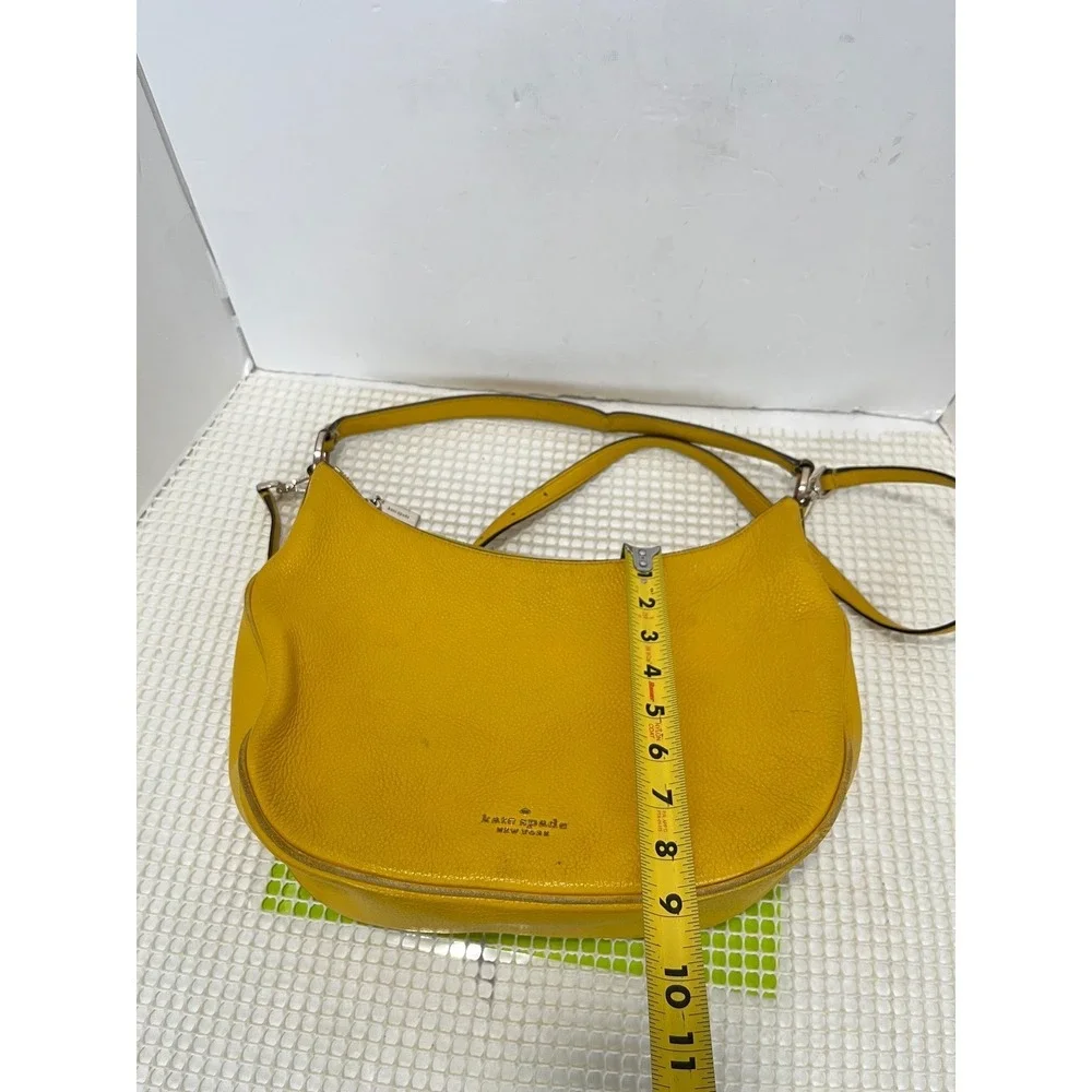 Kate Spade New York Yellow Pebbled Leather Crossbody Hobo Bag Gold Hardware